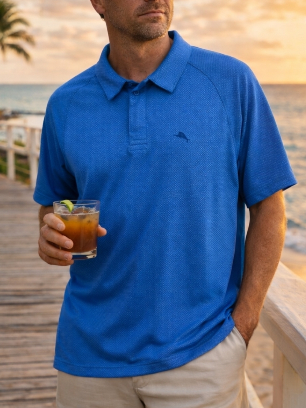 Tommy Bahama IslandZone Blue Performance Polo Men’s Medium Golf Resort Dadcore